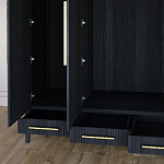 Большой Шкаф Primo Черный дуб с 3 дверьми и 3 выдвижными ящиками варинант исполнения - 7 | Loft Concept в Москве