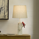 Настольная лампа с тканевым абажуром и основанием в виде птицы на дереве Simurq варинант исполнения - 2 | Loft Concept в Москве