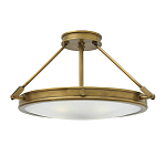 Потолочный светильник цвета латунь с плоским круглым плафоном Hinkley варинант исполнения - 1 | Loft Concept в Москве