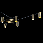 Потолочный светильник с 10-ю цилиндрическими плафонами цвета латунь TRIBES CHANDELIER варинант исполнения - 5 | Loft Concept в Москве