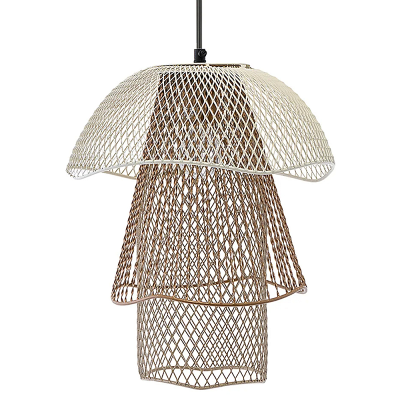   Beige Gold Mesh Tube Lampshade Hanging Lamp     | Loft Concept 