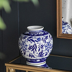 Ваза округлой формы с бело-синим цветочным орнаментом Blue & White Ornament  варинант исполнения - 5 | Loft Concept в Москве
