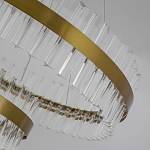 Люстра подвесная двухъярусная с золотистымыми кольцами и прозрачными стеклянными элементами Ring Horizontal варинант исполнения - 4 | Loft Concept в Москве