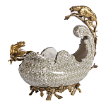 Чаша для фруктов из фарфора бронзовыми фигурками леопардов Eden Garden варинант исполнения - 1 | Loft Concept в Москве