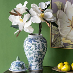 Ваза с крышкой и зелено-голубым рисунком на белом фоне 51 см Blue & White Ornament варинант исполнения - 4 | Loft Concept в Москве