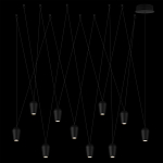 Подвесной светильник черными плафонами на длинных пересекающихся тросах Construction варинант исполнения - 8 | Loft Concept в Москве