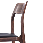 Стул деревянный с мягким сиденьем из черной натуральной кожи Moon Walnut Furniture варинант исполнения - 8 | Loft Concept в Москве