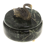 Шкатулка из натурального камня змеевик с фигуркой лебедя Stone Casket варинант исполнения - 2 | Loft Concept в Москве