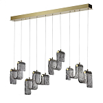 Подвесной светильник линейный с плафонами волнистой формы из фактурного стекла Big Wave варинант исполнения - 1 | Loft Concept в Москве