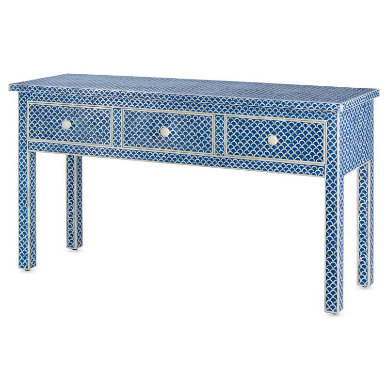     Bone Inlay Blue Fish Scale Console 3 DRAWER ivory (   )    | Loft Concept 