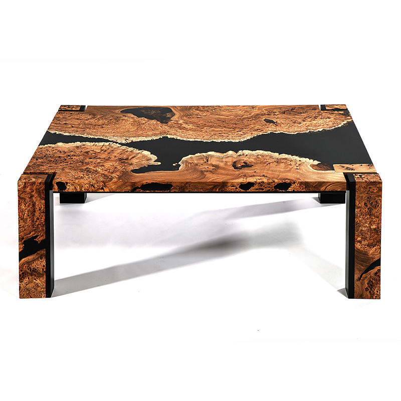Кофейный Стол River in Autumn Elm Resin Coffee Table Охра Черный в Москве | Loft Concept 