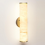 Бра с цилиндрическим плафоном из белого алебастра на круглом основании Латунь Cryptocrystalline Stone варинант исполнения - 1 | Loft Concept в Москве