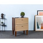 Тумба прикроватная бежевая из массива бука с 2-мя ящиками Wenge Light варинант исполнения - 5 | Loft Concept в Москве
