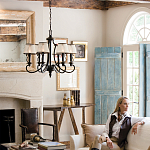 Люстра бронзового цвета с бежевыми абажурами из органзы в классическом стиле Hinkley варинант исполнения - 9 | Loft Concept в Москве