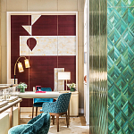 Обои ручная роспись в стиле Арт-деко Assemblage Original colourway on red silk dupion варинант исполнения - 3 | Loft Concept в Москве