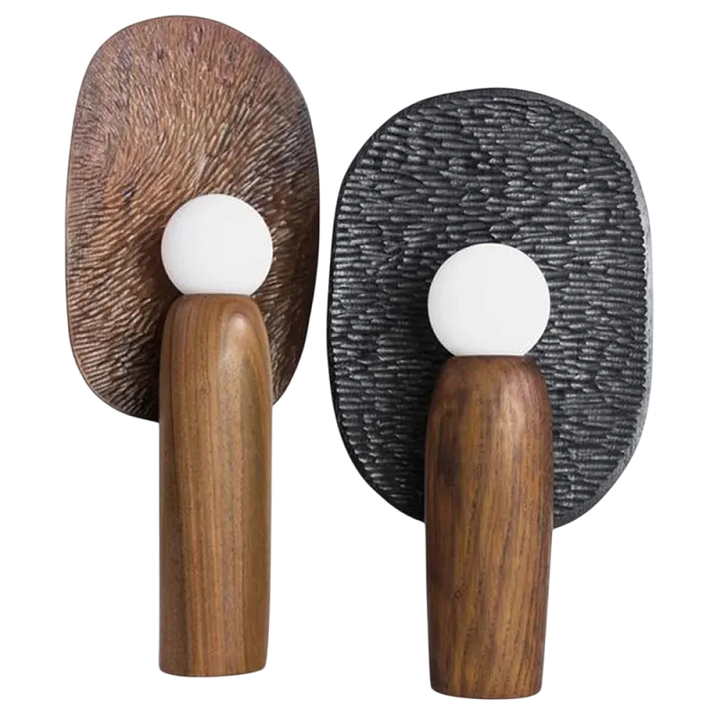 Настольная лампа из дерева Decorative Wooden Lamp Черный Коричневый Настольная лампа из дерева Decorative Wooden Lamp Черный Коричневый в Москве | Loft Concept