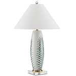 Настольная лампа овальная с тропическим принтом Stylized Aalm Leaves Motif варинант исполнения - 5 | Loft Concept в Москве