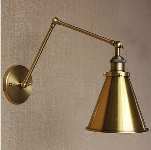 Бра Gloce Cone Shade Loft Industrial Metal Tall Gold