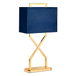 Настольная лампа с основанием из полированного золота и прямоугольным абажуром глубокого синего цвета Elstead Lighting варинант исполнения - 1 | Loft Concept в Москве