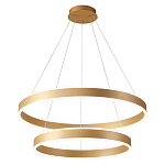 Люстра подвесная светодиодная с двумя золотистыми кольцами Диаметр 80 см Ring Horizontal варинант исполнения - 1 | Loft Concept в Москве