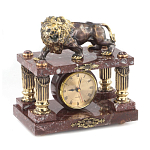 Часы настольные из креноида и бронзы с декором в виде льва Lion Stone Clock варинант исполнения - 2 | Loft Concept в Москве