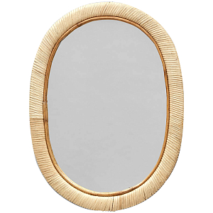 Овальное настенное зеркало в плетеной раме Paula Rattan Mirror