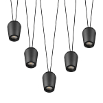 Подвесной светильник черными плафонами на длинных пересекающихся тросах Construction варинант исполнения - 3 | Loft Concept в Москве