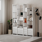 Стеллаж прямой ассиметричный с полками и 4-мя дверцами ARYA BOOKCASE WHITE варинант исполнения - 5 | Loft Concept в Москве