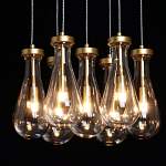 Люстра с 7-ю прозрачными плафонами из стекла в форме капли Lucid Rain  варинант исполнения - 5 | Loft Concept в Москве