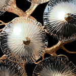 Потолочная люстра круглая ветвистыми бронзовыми элементами и стеклянными рифлеными дисками Textured Glass Chandelier варинант исполнения - 6 | Loft Concept в Москве