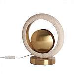 Настольная лампа с бежевым текстурным кольцом и латунным шаром в центре Tactile   варинант исполнения - 2 | Loft Concept в Москве