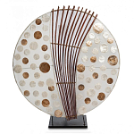 Настольная лампа из перламутра и дерева на подставке Indonesian Round Shell варинант исполнения - 2 | Loft Concept в Москве