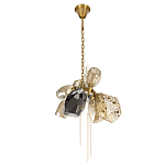 Люстра подвесная со стеклянными плафонами из дымчатого и золотистого с тремя вертикальными подвесками Gilded Mirage  варинант исполнения - 5 | Loft Concept в Москве