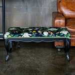 Банкетка из натурального бука черная с изображением птиц и цветов Blooming Birds варинант исполнения - 2 | Loft Concept в Москве