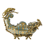 Чаша голубого цвета с оранментом и и бронзовыми фигурами леопардов Eden Garden варинант исполнения - 1 | Loft Concept в Москве