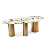 Обеденный стол с асимметричной столешницей на 3-х массивных золотых ножках Commonwealth Table варинант исполнения - 1 | Loft Concept в Москве