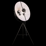 Торшер в виде прожектора с круглым тканевым абажуром на треноге черного цвета Radiance Éclat варинант исполнения - 1 | Loft Concept в Москве