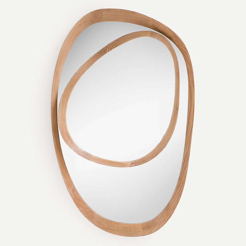 Ассиметричное зеркало в дубовой раме Infinity Symbol Светлый дуб в Москве | Loft Concept 
