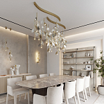 Бра с золотистой вертикальной трубкой и декоративными прозрачными листьями из стекла Sylva  варинант исполнения - 5 | Loft Concept в Москве