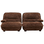 Кресло без подлокотников коричневое ну круглых деревянных ножках Loup Plush Armchair Brown варинант исполнения - 4 | Loft Concept в Москве
