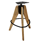 Барный стул со спинкой и металлической подставкой на 3-х деревянных ножках Горчичный Велюр Vendramin Chair варинант исполнения - 4 | Loft Concept в Москве