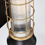 Настенный фонарь цилиндрической формы с рифленым стеклом в золотом каркасе на черном прямоугольном основании Eurofase варинант исполнения - 3 | Loft Concept в Москве