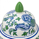 Ваза с крышкой и зелено-голубым рисунком на белом фоне 51 см Blue & White Ornament варинант исполнения - 3 | Loft Concept в Москве