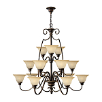 Люстра трехъярусная бронзового цвета с 15-ю кремовыми плафонами в форме чаш Hinkley варинант исполнения - 2 | Loft Concept в Москве