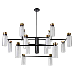 Люстра потолочная с 16-ю цилиндрическими плафонами из стекла и черным каркасом Noir Poise варинант исполнения - 1 | Loft Concept в Москве