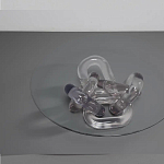 Дизайнерский журнальный стол с круглой прозрачной столешницей и основанием в виде цепи Hua Wang варинант исполнения - 2 | Loft Concept в Москве