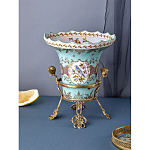 Ваза из голубого фарфора с рисунком птиц и цветов и декоративными элементами Blue Garden варинант исполнения - 6 | Loft Concept в Москве