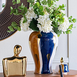 Ваза с крышкой и мазками синего и золого цвета на белом фоне Chinoiserie Ceramics варинант исполнения - 4 | Loft Concept в Москве