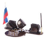 Настольный письменный набор из природного камня обсидиана коричневого Team leader варинант исполнения - 2 | Loft Concept в Москве