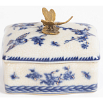 Фарфоровая шкатулка с бронзовой стрекозой Blue and White варинант исполнения - 4 | Loft Concept в Москве